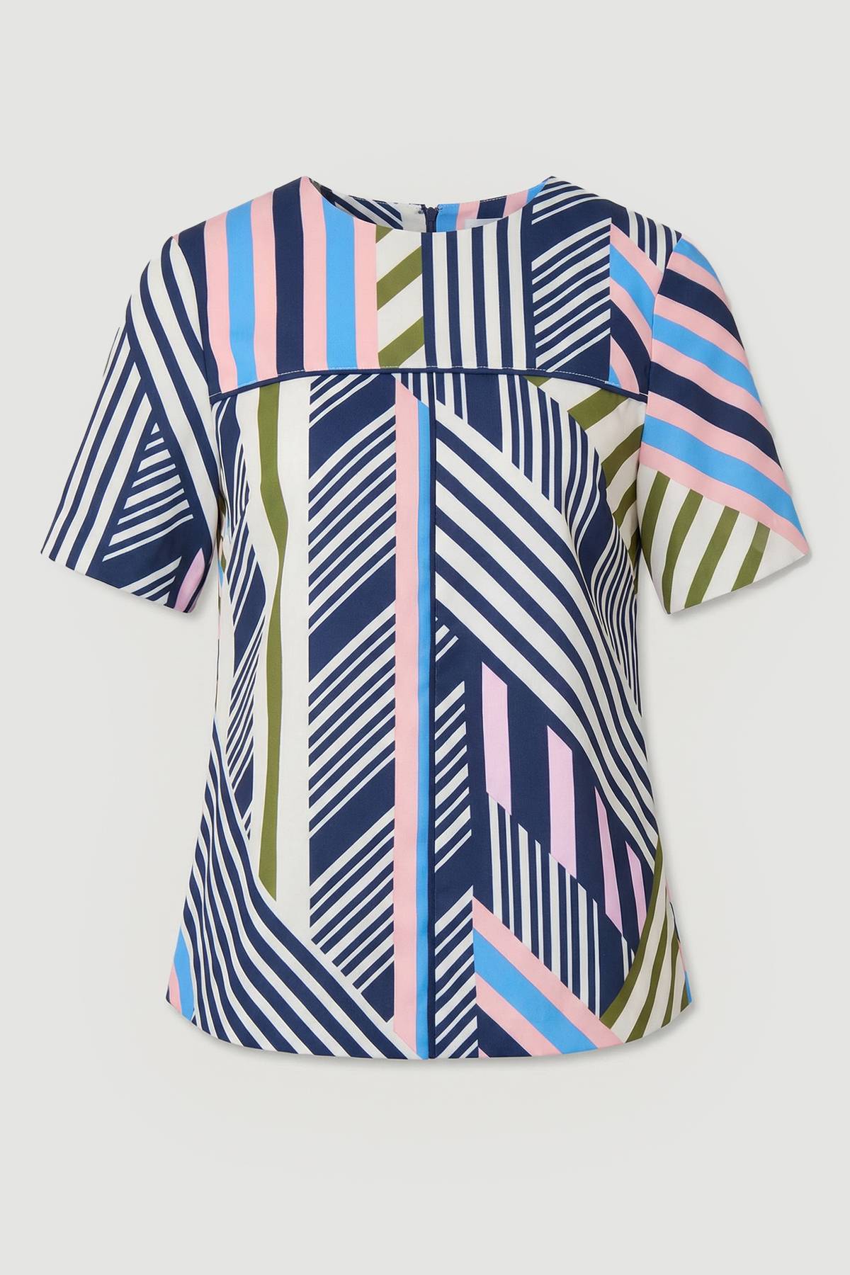 KarenMillen Haut Tissé À Manches Courtes En Sergé À Imprimé Géométrique