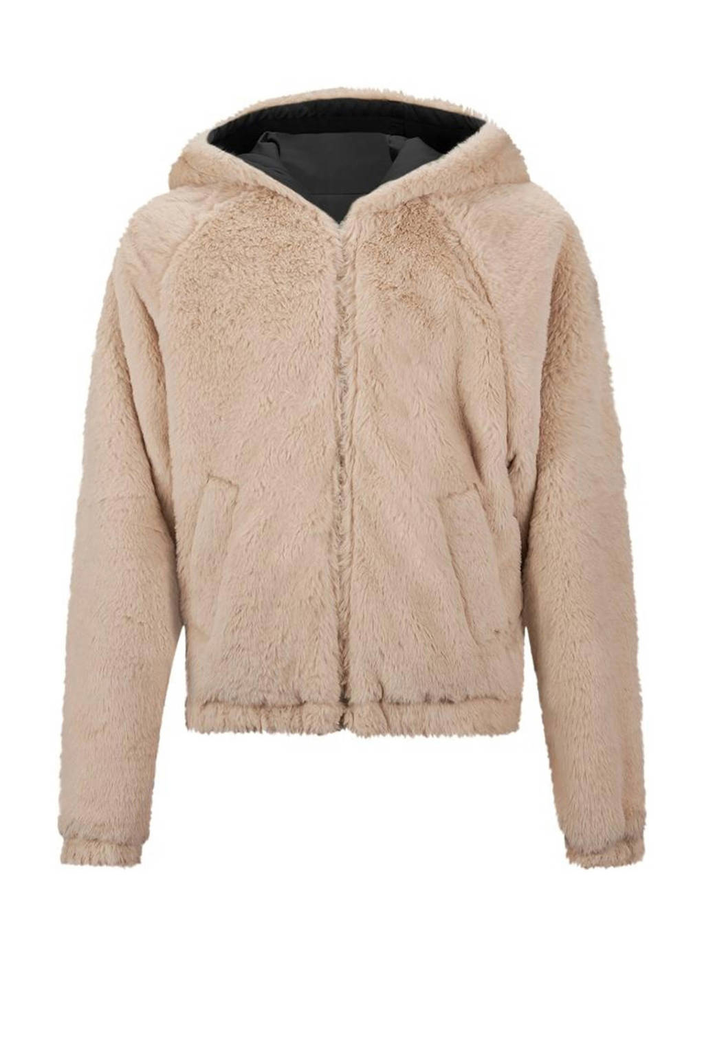 Retour Jeans reversible imitatiebont winterjas Mia zwart/beige