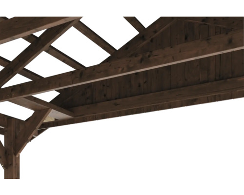 SKAN HOLZ Wallgau enkele carport inclusief daklatten en H-paalankers, 380 x 600 cm, notenhout