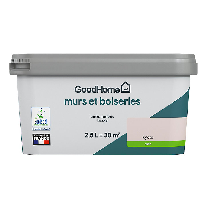 Peinture intérieure couleur murs et boiseries GoodHome Kyoto rose satin 2.5L