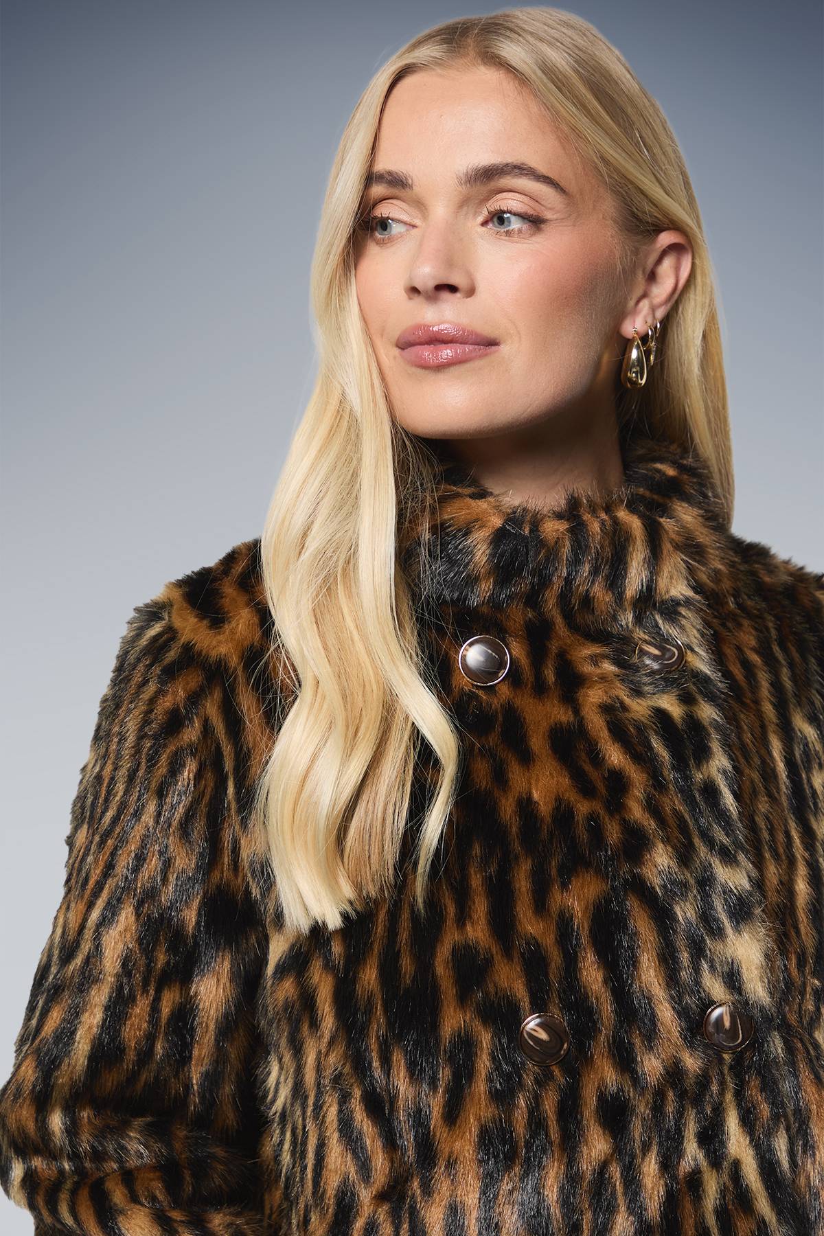 Wallis Manteau en synthétique Léopard Petite Taille