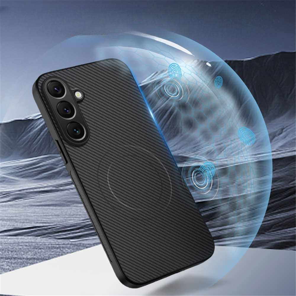 Samsung Galaxy A26 / A17 MagSafe Hardcase Hülle mit Kameraschutz im Carbon Look - Schwarz