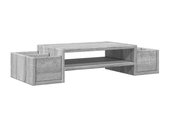 Support de moniteur et rangement sonoma gris bois d'ingénierie