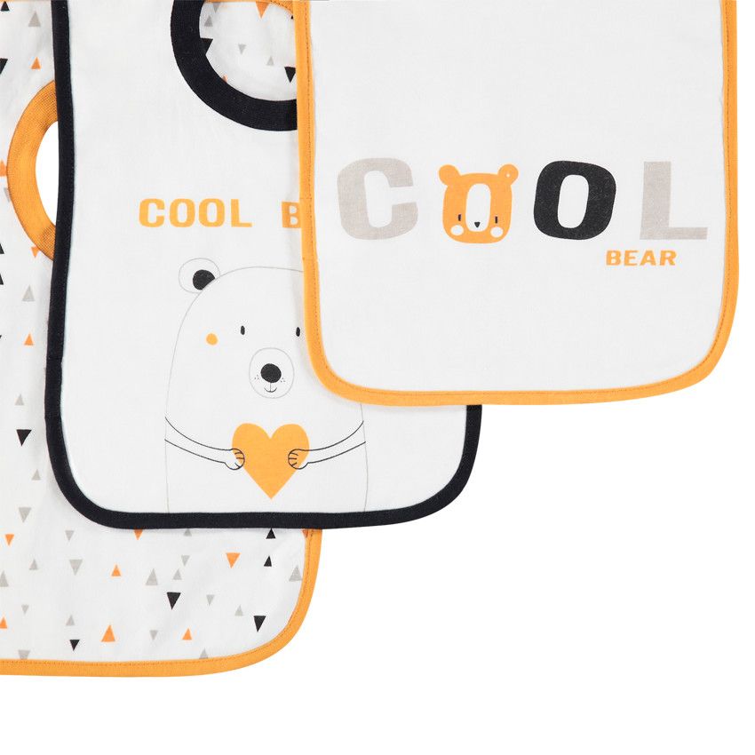 Lot de 3 bavoirs à enfiler à motifs fantaisie - Blanc