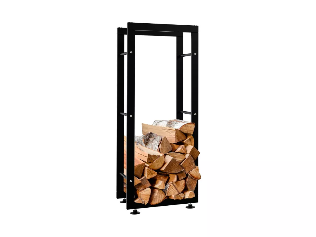 Etagère bois de cheminée - Métal - 40 x 25 x 100cm - Noir - Keri V2