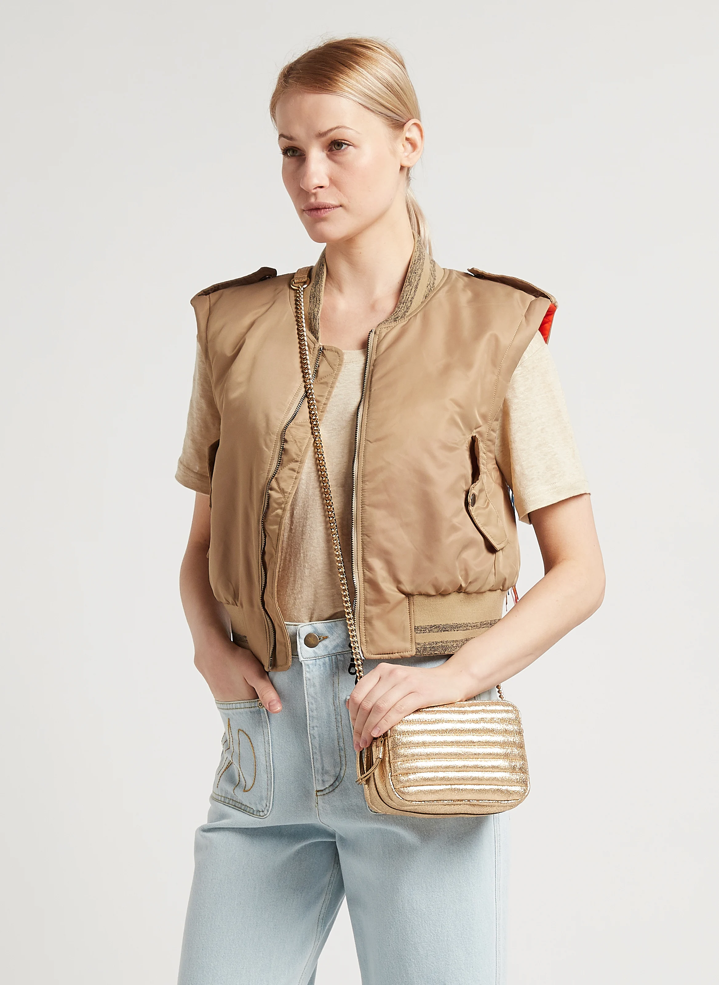FLAVIE MINI - Sac bandoulière en cuir | Doré