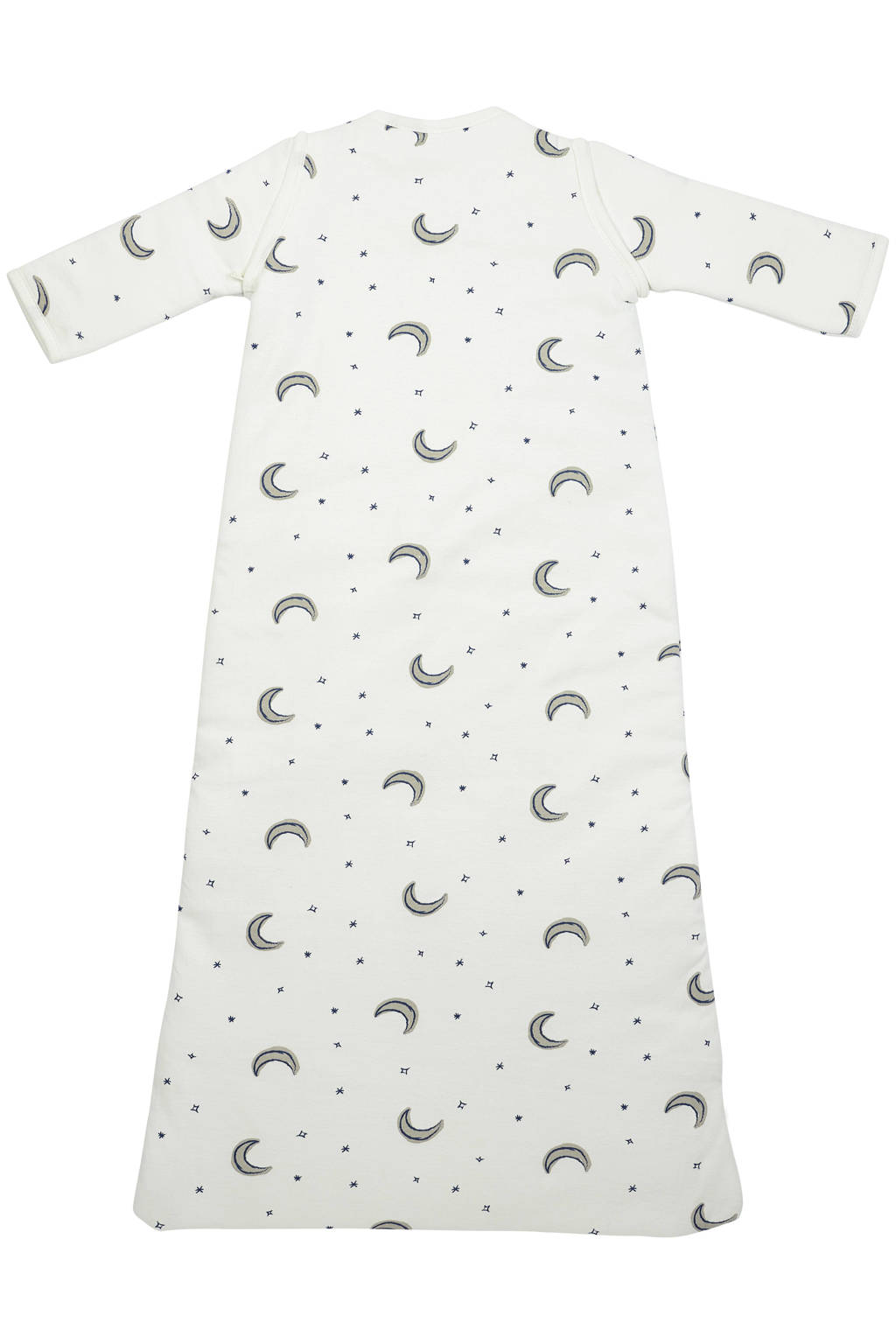 baby slaapzak met afritsbare mouwen Moon wit/indigo