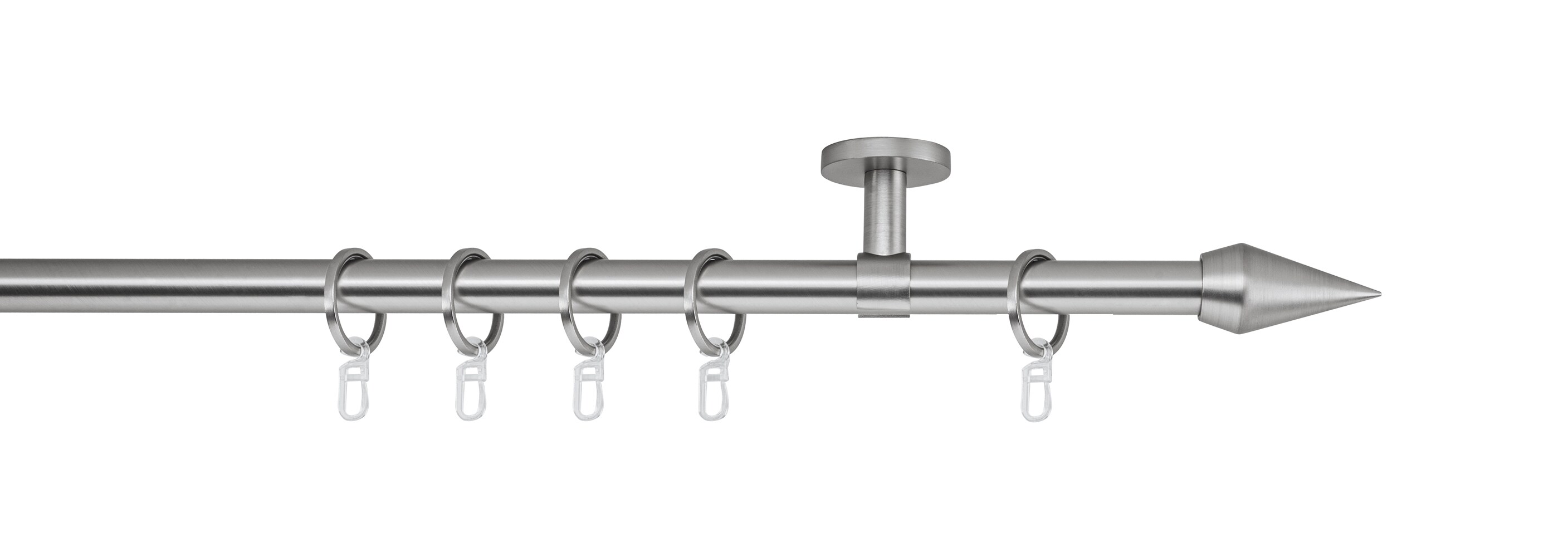 20mm,1-läufig,Rohr,Deckenträger classic,Endstück point Größe: 100cm, Farbvariante: Edelstahl-Optik