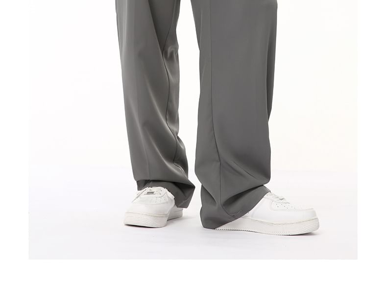 FAERIS - Mid Rise Plain Frog Buttoned Loose Fit Dress Pants