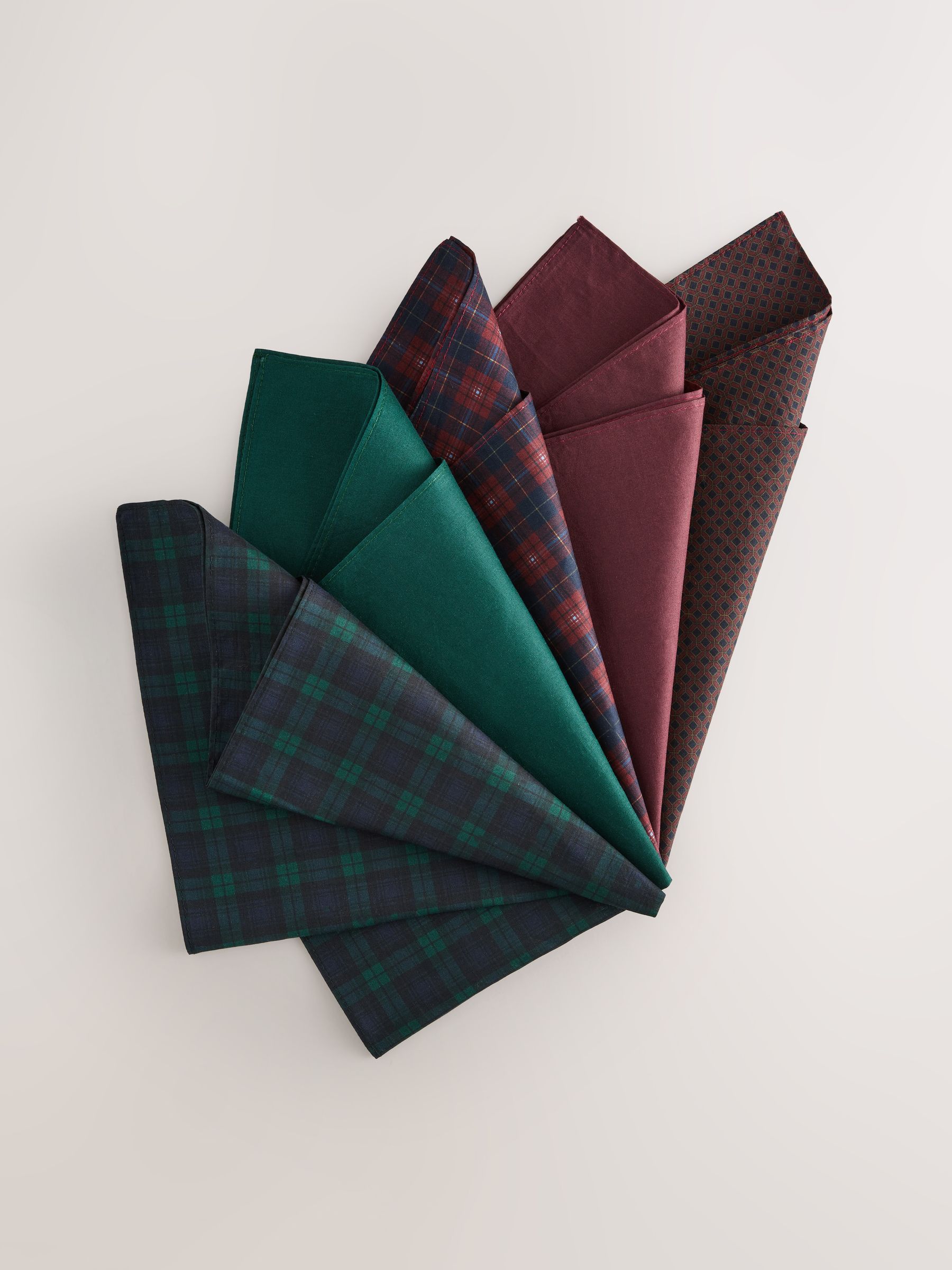 Multicolour Geometric - Heren feestelijke Kerstmis zakdoeken 5 set