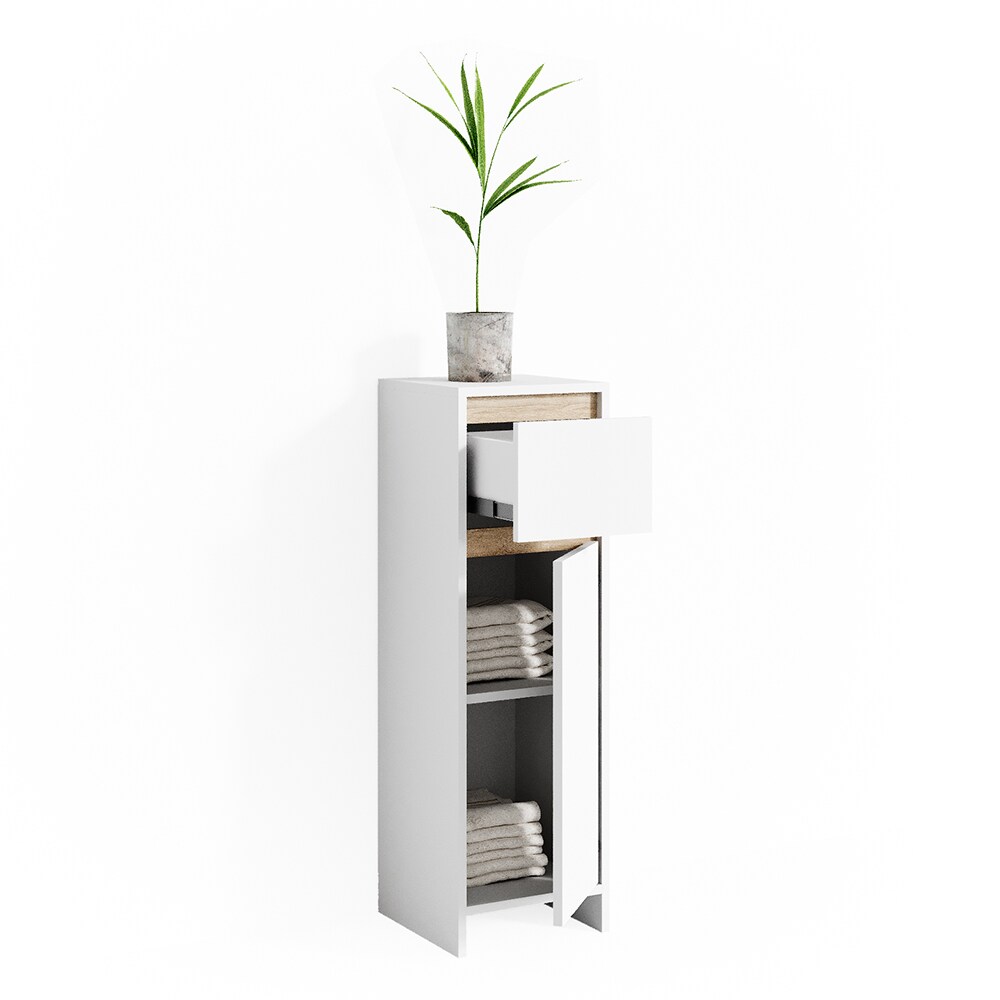 VICCO Badschrank EMMA Weiß Sonoma Eiche - Badezimmerschrank Badregal Midischrank