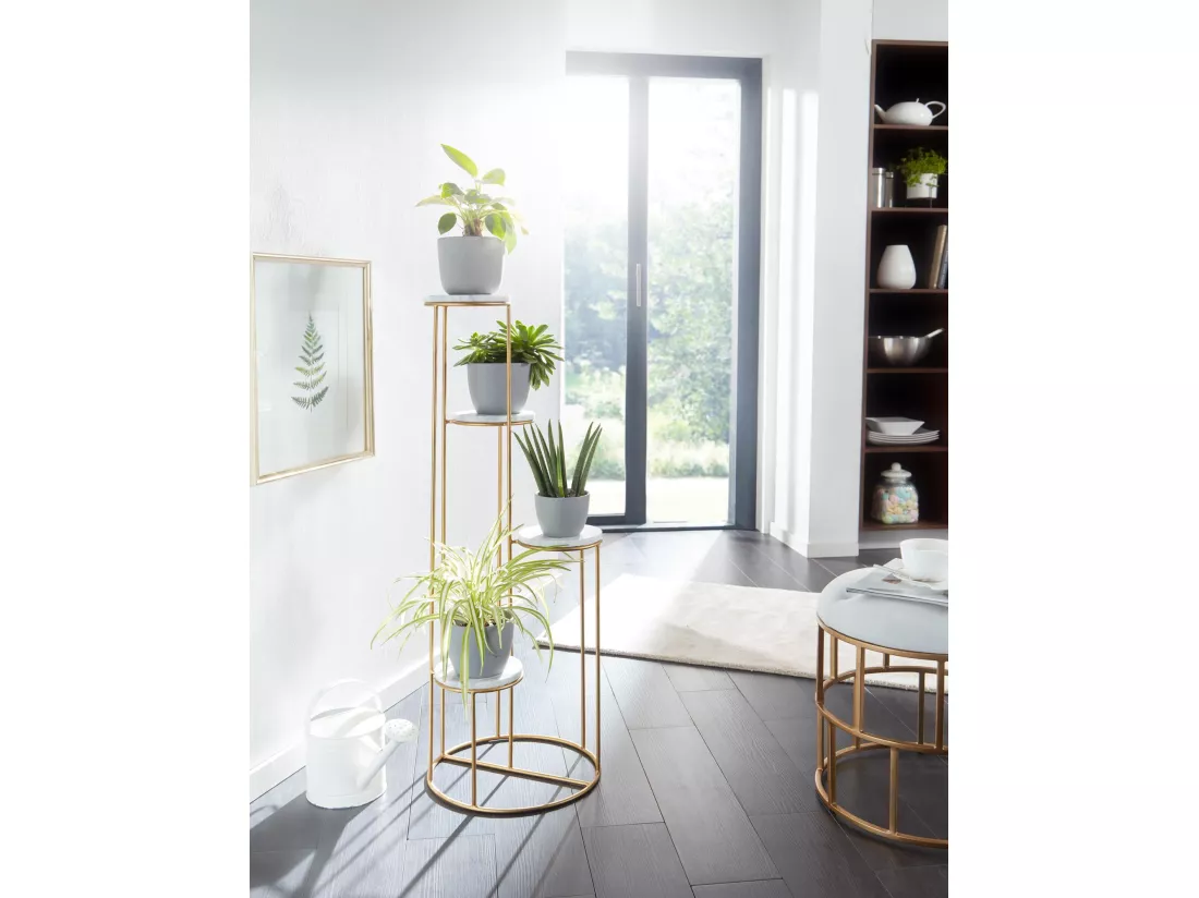 Étagère à Plantes Marbre Véritable Blanc 36,5x107,5x36,5 Support Fleurs