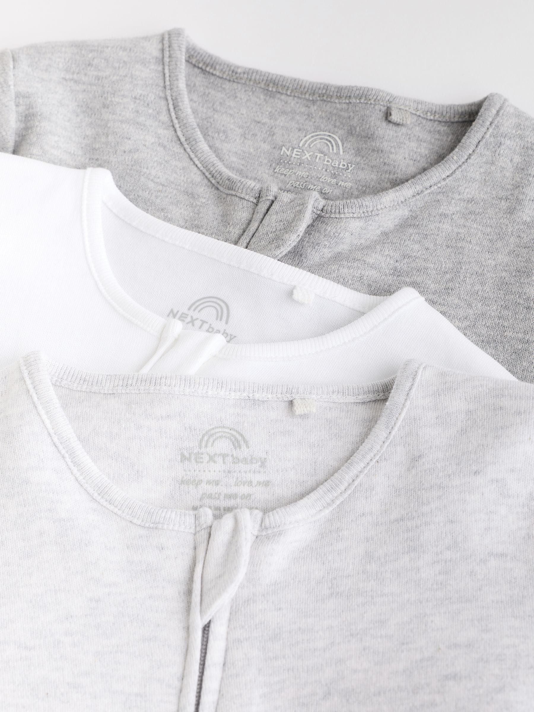 Grijs - Essential 100% Katoenen babypakjes met rits 3 Pack (0-3jr)