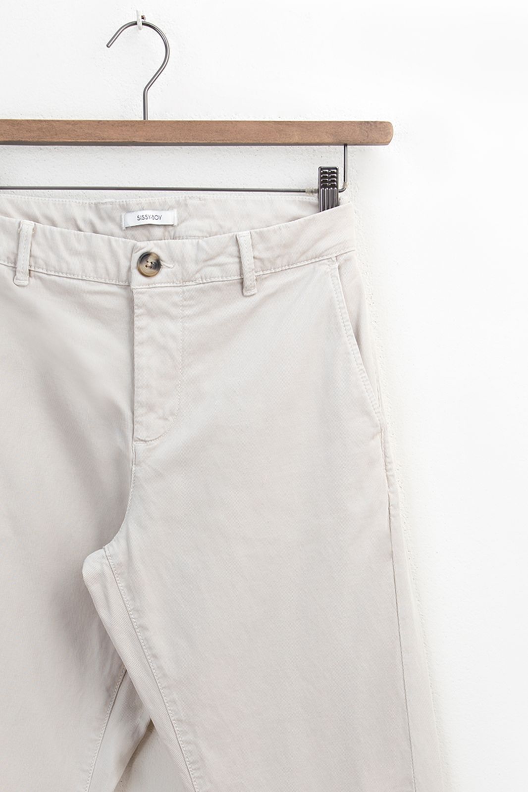 Licht beige katoenen twill chino