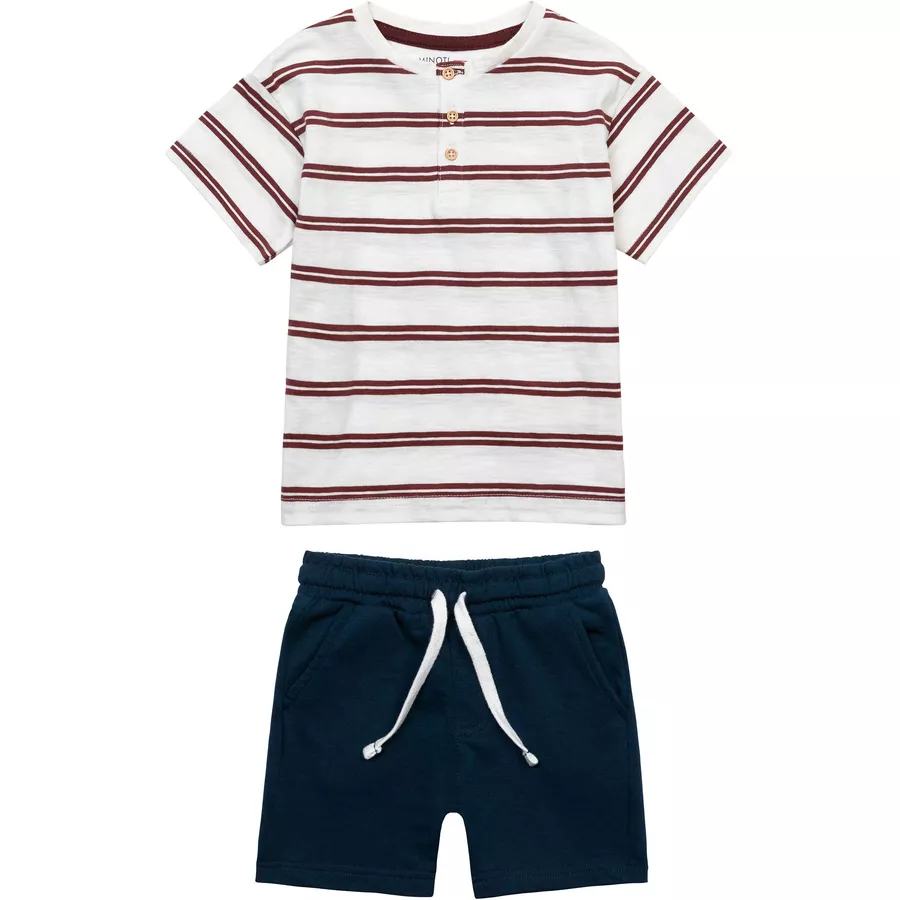 MINOTI T-Shirt und Shorts im Set DunkelblauCremeweißRot