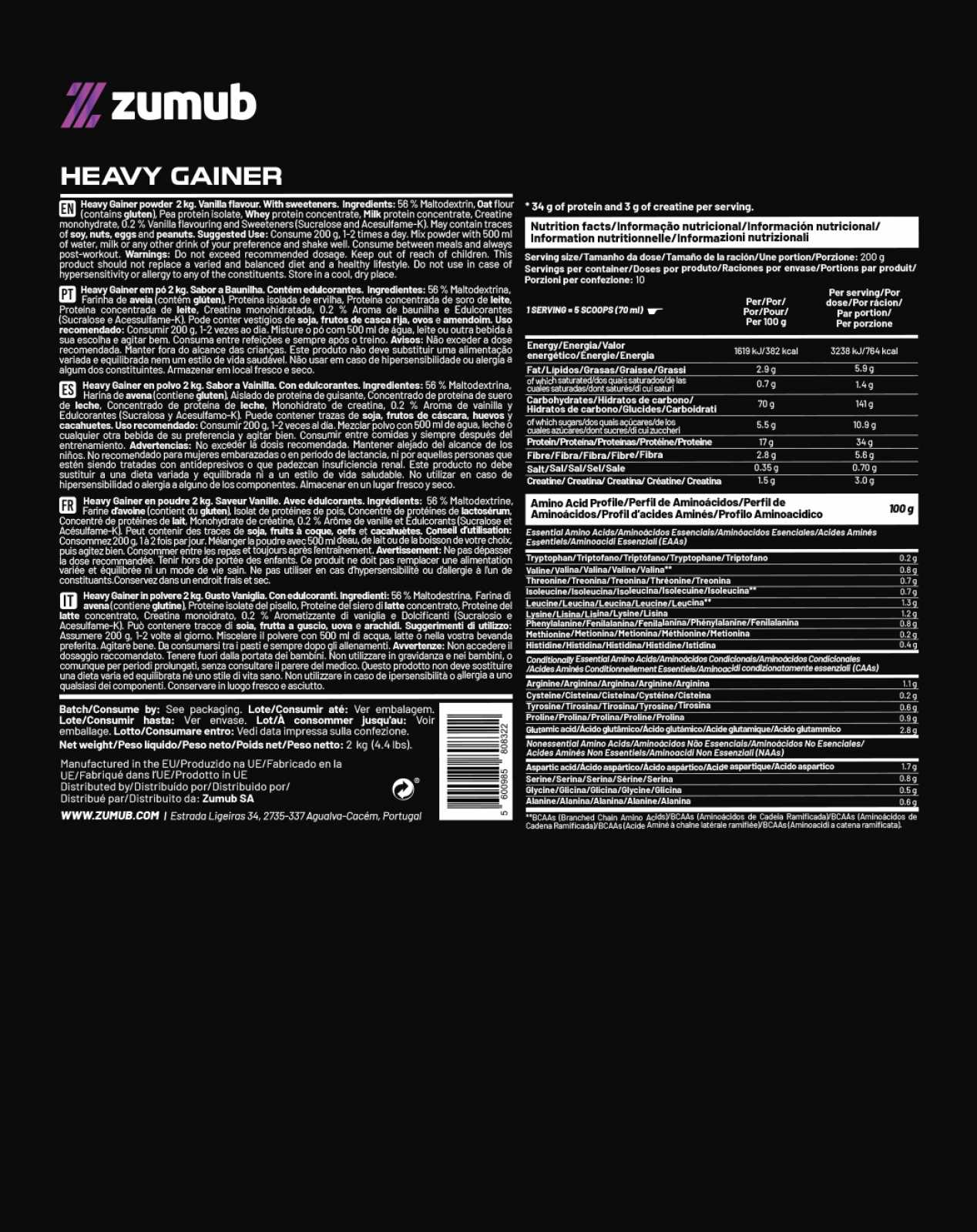 Zumub Heavy Gainer 2Kg
