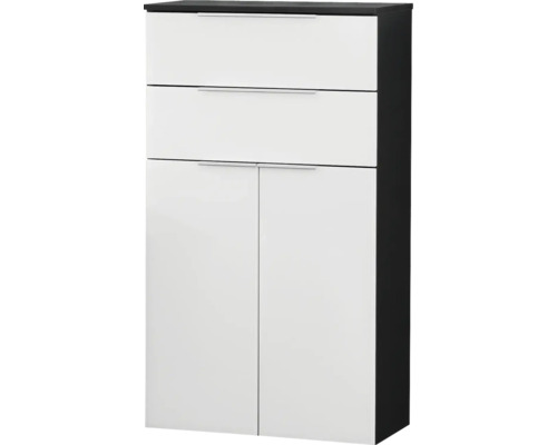 Halfhoge kast FACKELMANN Style, 60 cm breed, wit/antraciet, volledig gemonteerd
