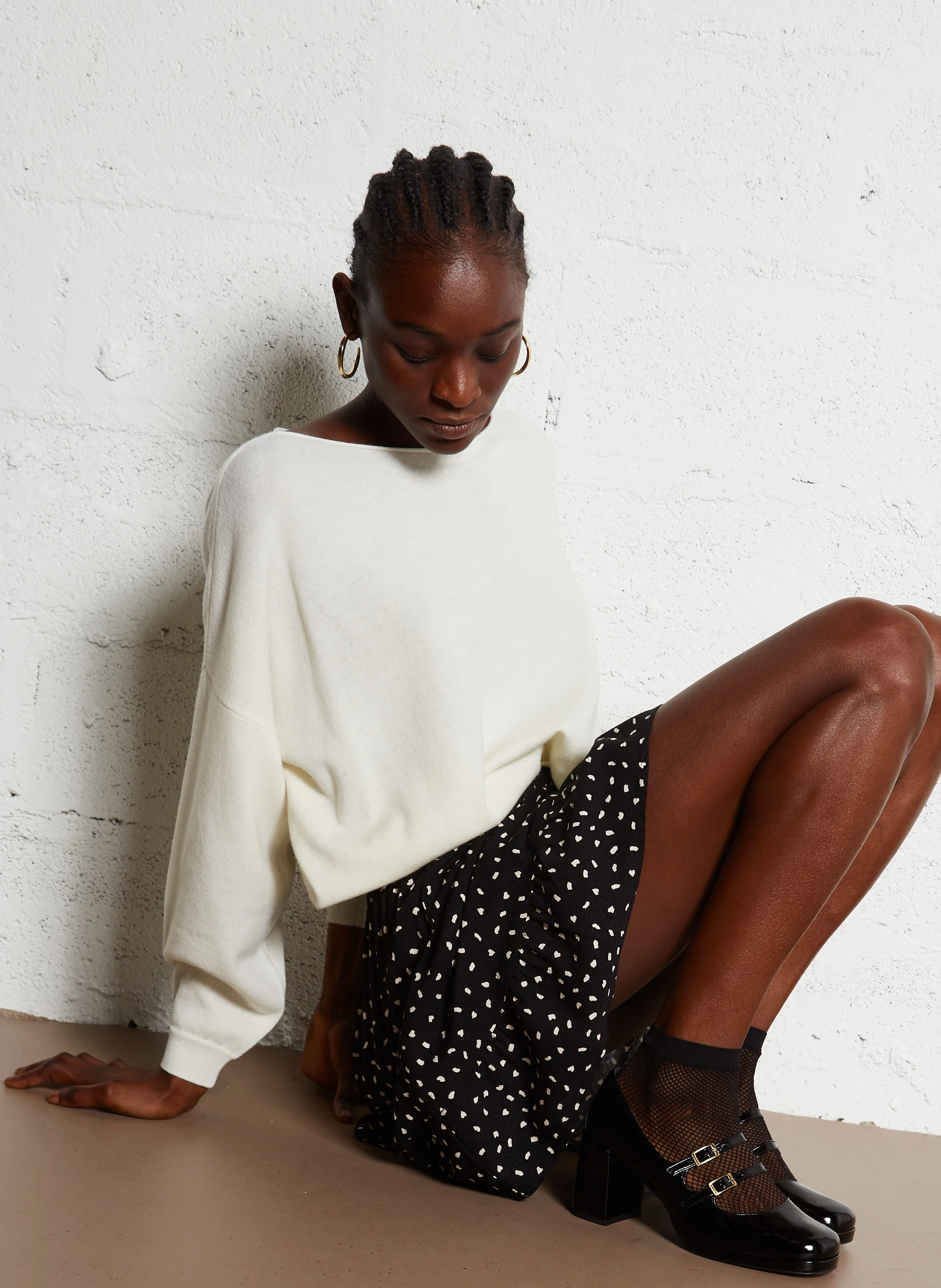 ALORA - Babies à talons en cuir| Noir