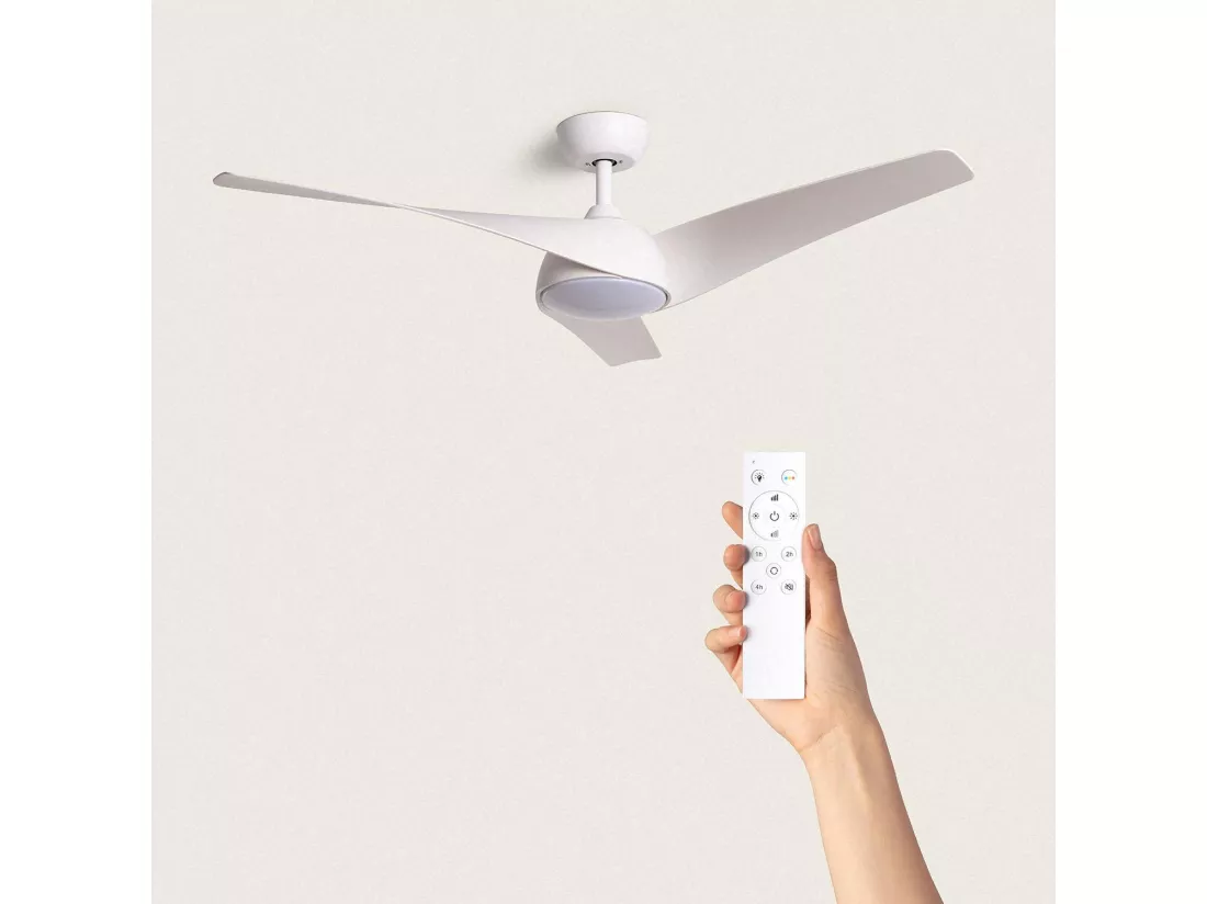 Ventilateur de Plafond Silencieux Eubea 132cm Motor DC Bois blanc Télécommande Sans lumière Non Bois blanc