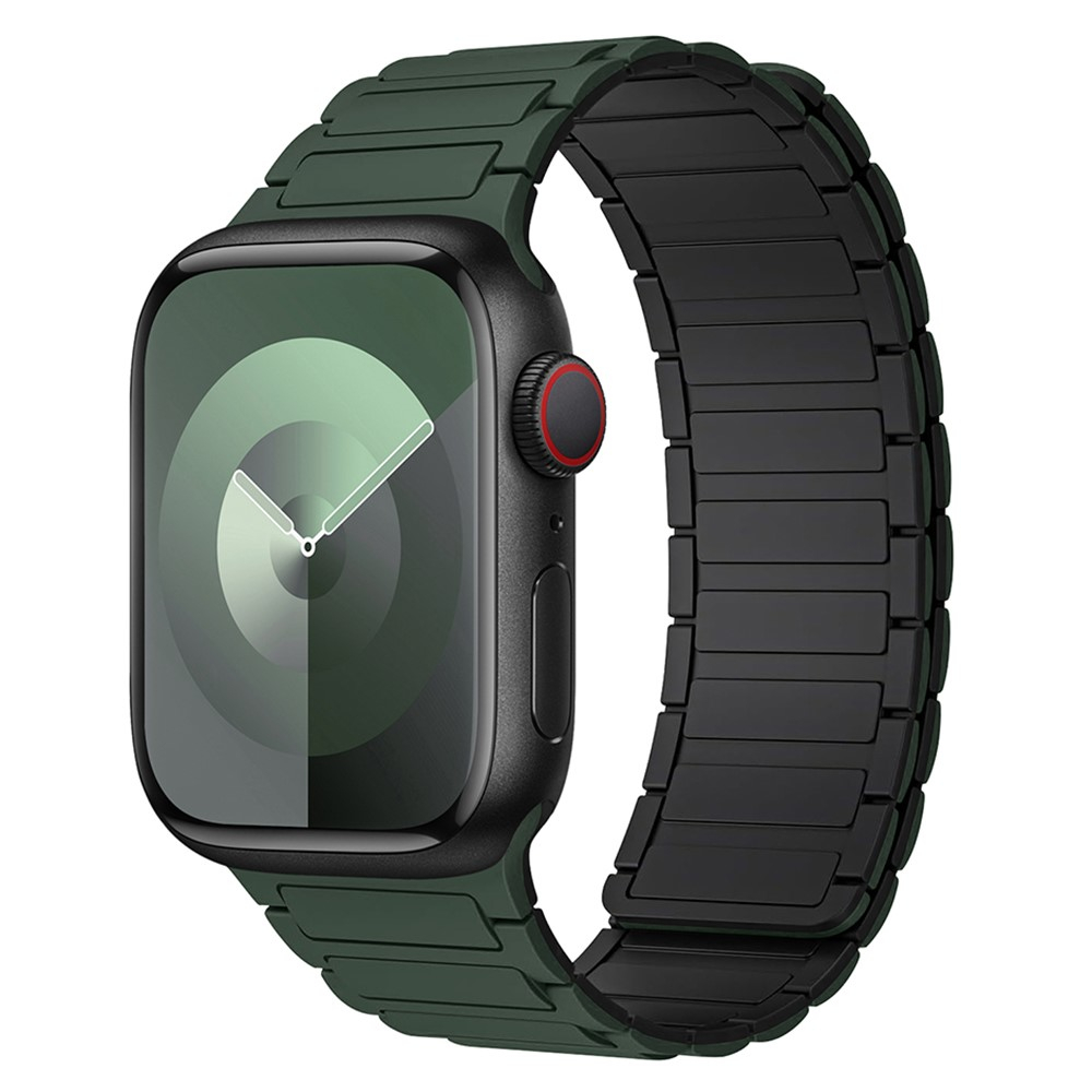 Apple Watch (49/46/45/44 mm) Silikon Armband mit Magnetverschluss (Gelenkumfang: 175 - 240 mm) - Grün / Schwarz