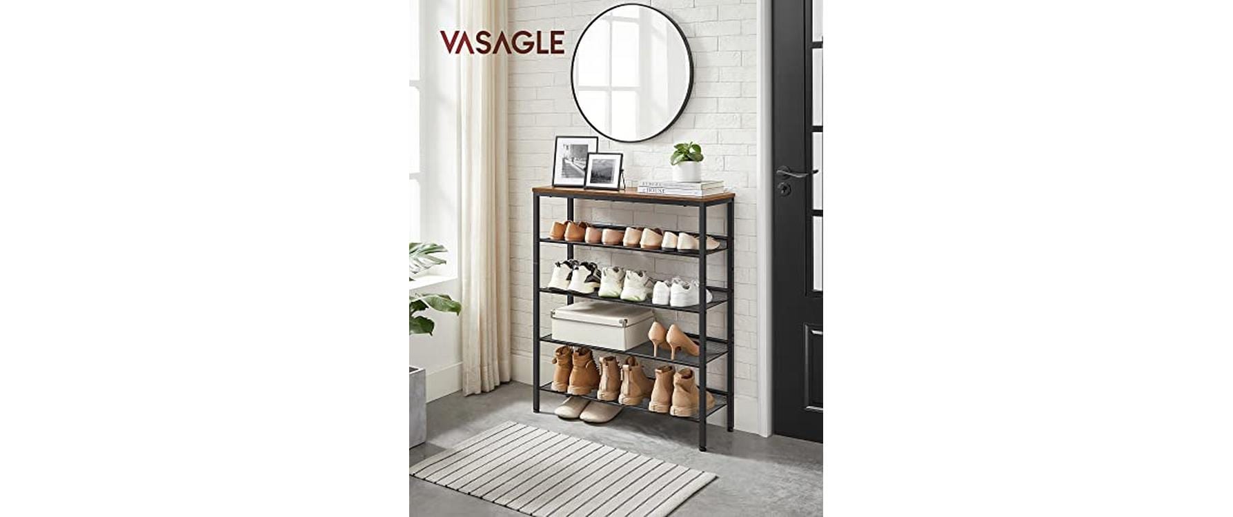Schuhregal mit 5 Ablagen 75 x 93, Braun/SchwarzSchuhgestell