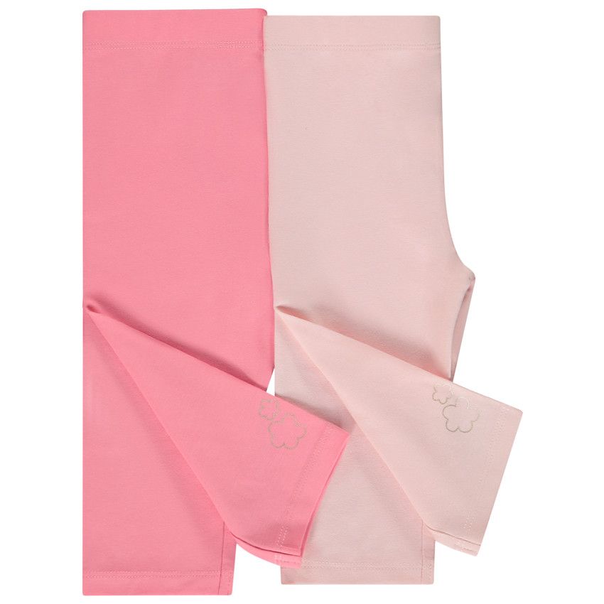 Lot de 2 caleçons longs uni avec foil print doré pour bébé fille - Rose