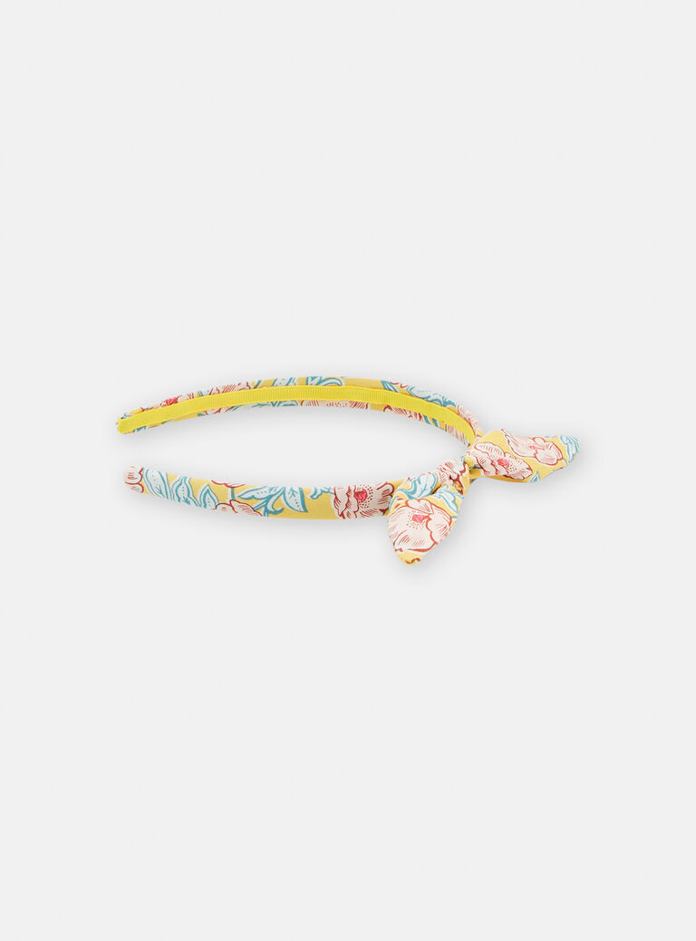 Serre-tête jaune à motif fleurs pour fille