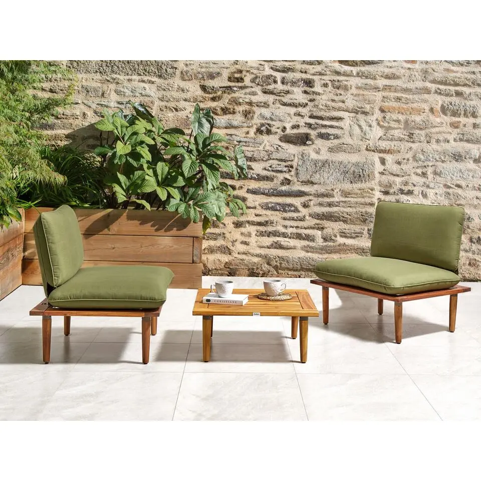 FRASCATI - Loungeset voor 2 - Olijfgroen - Acaciahout