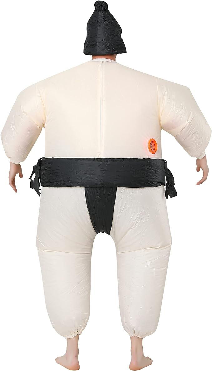 (170-180cm) Fasnachts Erwachsenen Kostüm Aufblasbare Sumo Ringer Verkleidung für Motto Partys / Halloween inkl. Stoff Hut (Batteriebetrieben - Schwarz