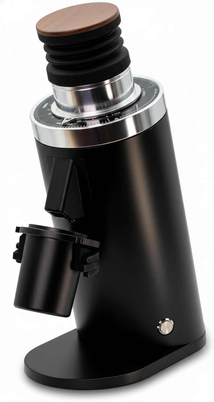 DF64 Kaffeemühle Gen 2 II, Berühmtes White Label, Elektrische Einzeldosis-Kaffeemühle, Nahezu Retentionsfrei (Schwarz) (Red-Ti-Mahlscheibe)