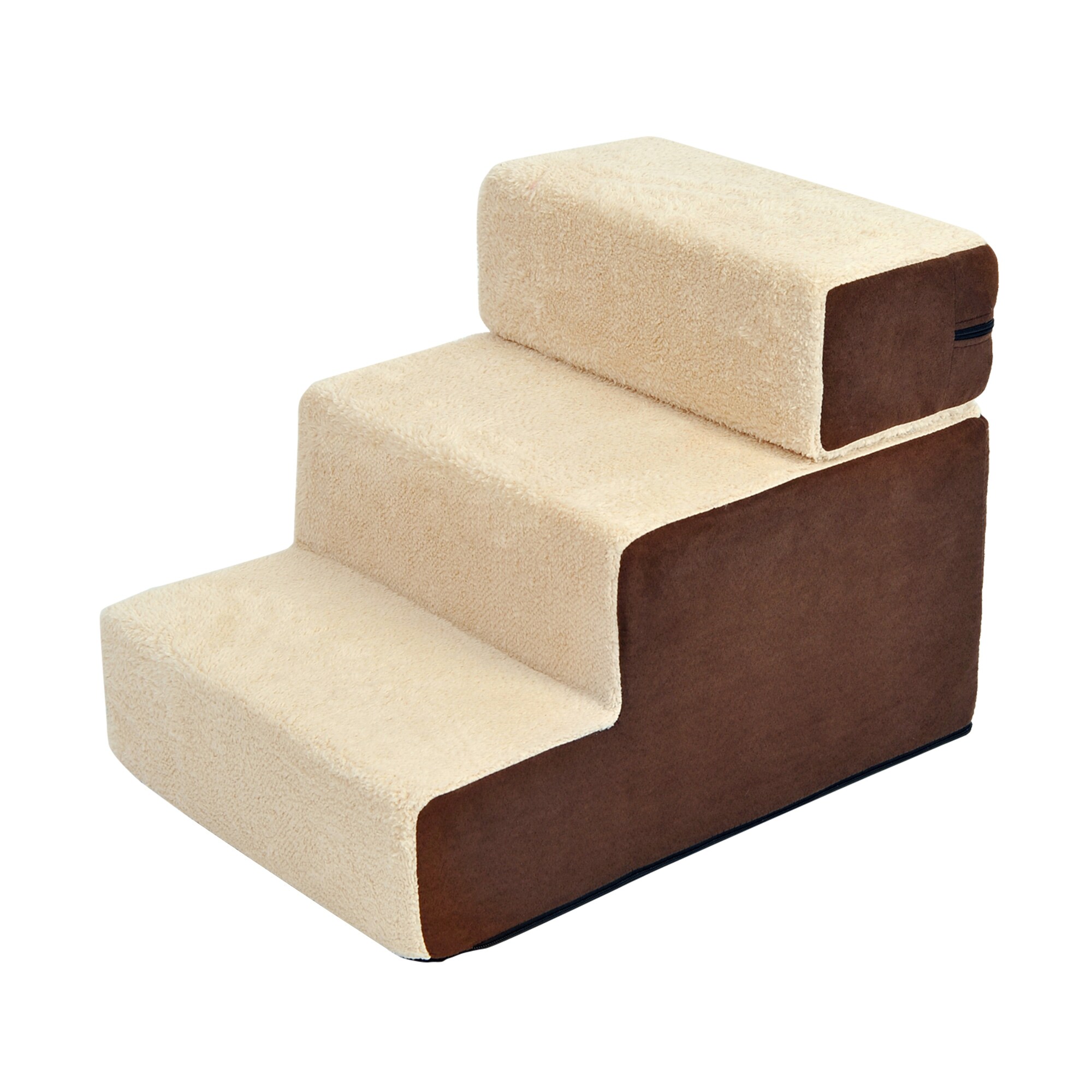 PawHut Hundetreppe mit Plüsch beige 54 x 40 x 39 cm (LxBxH)
