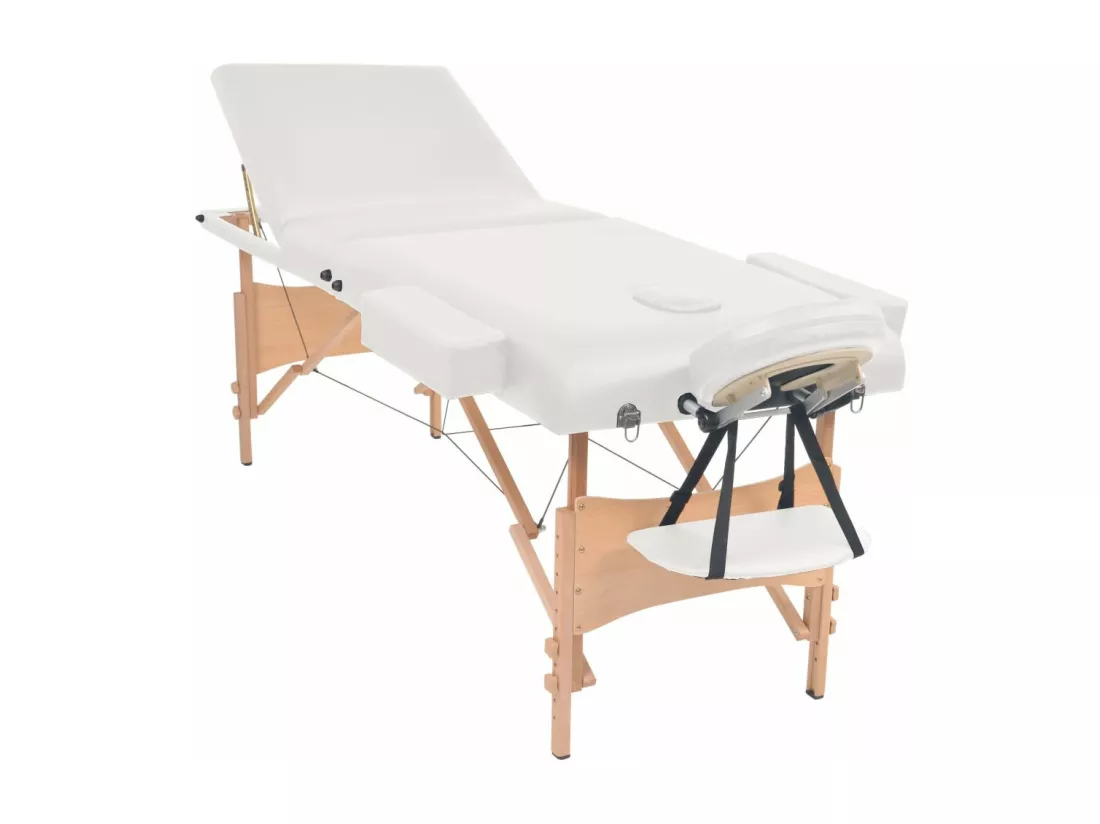 Table de massage pliable blanche 221 x 90 x 65 cm 02_0001864