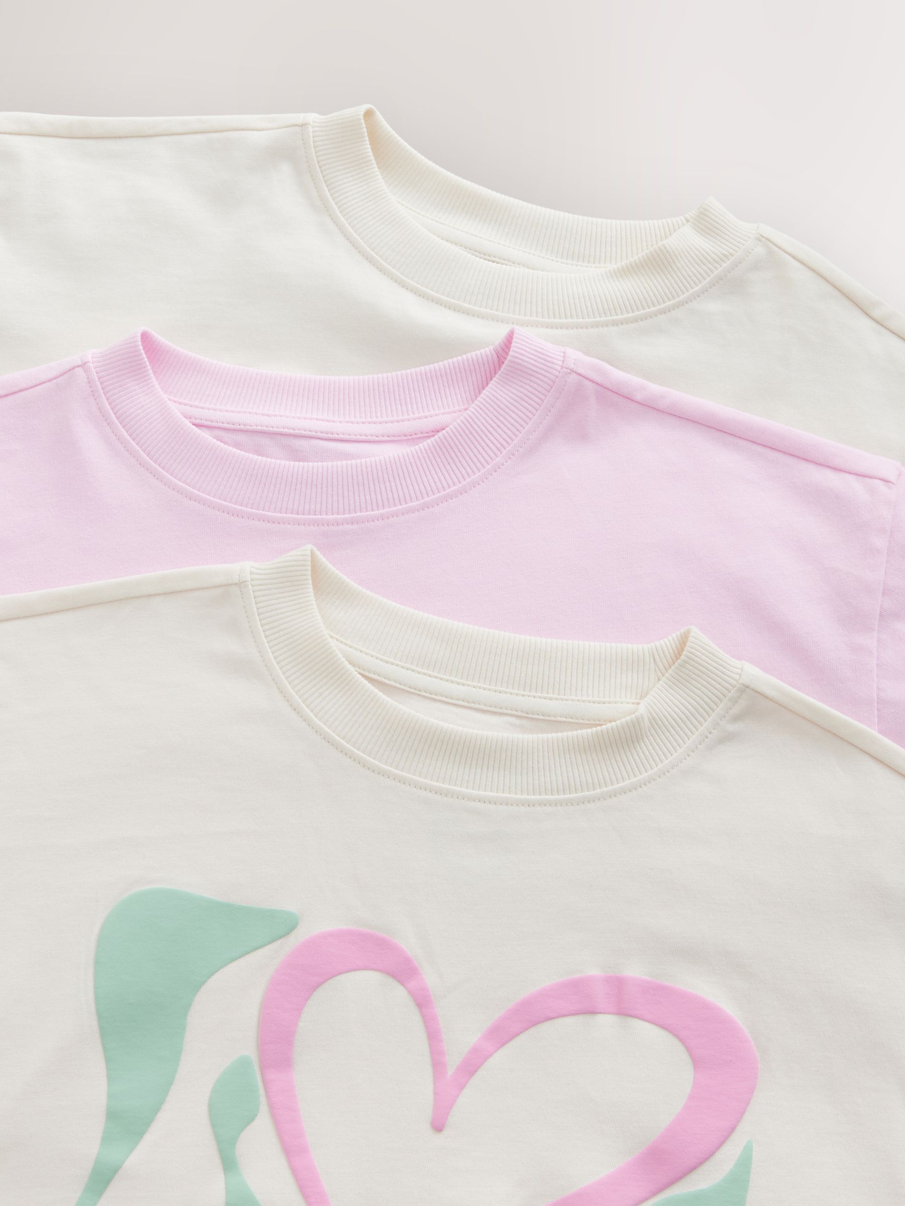 Groen/roze Love-slogan - Verpakking van 3 pyjama's met joggingbroek (3 - 16 jr)