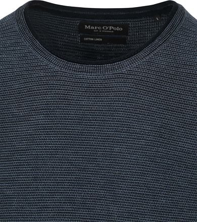 Marc O'Polo Pullover Crewneck Cotton/Linen Dark Blue 522504160046-870 kopen