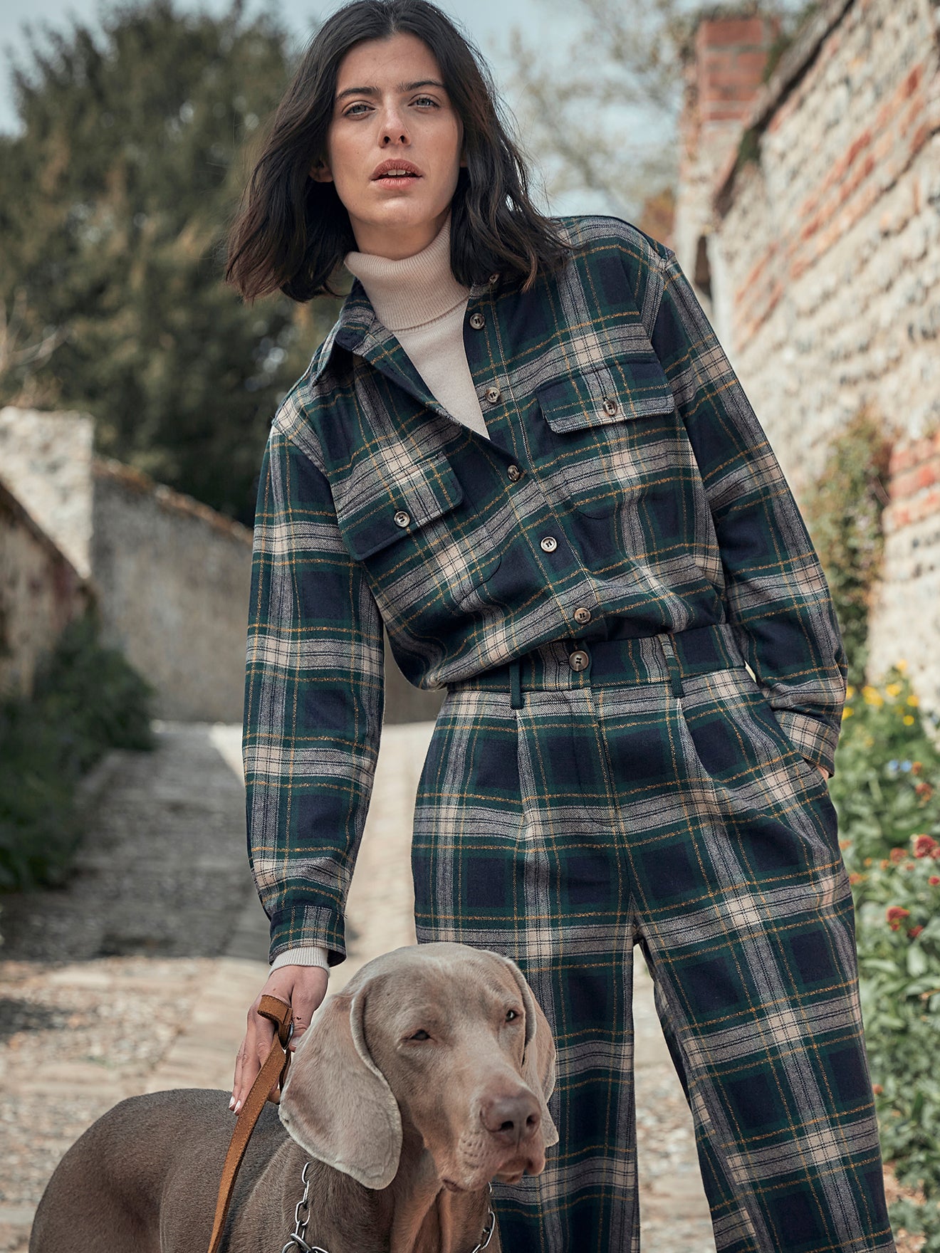 Chino large lainage carreaux femme Maud