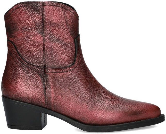 Nelson Brenda leren enkellaarzen rood metallic