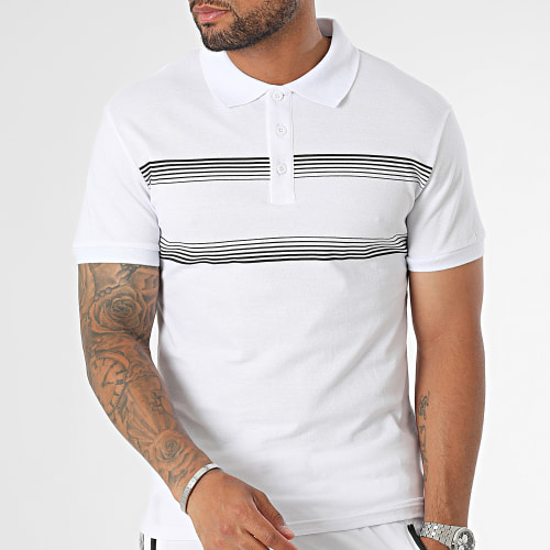 Ensemble Polo Manches Courtes Et Short Jogging Blanc