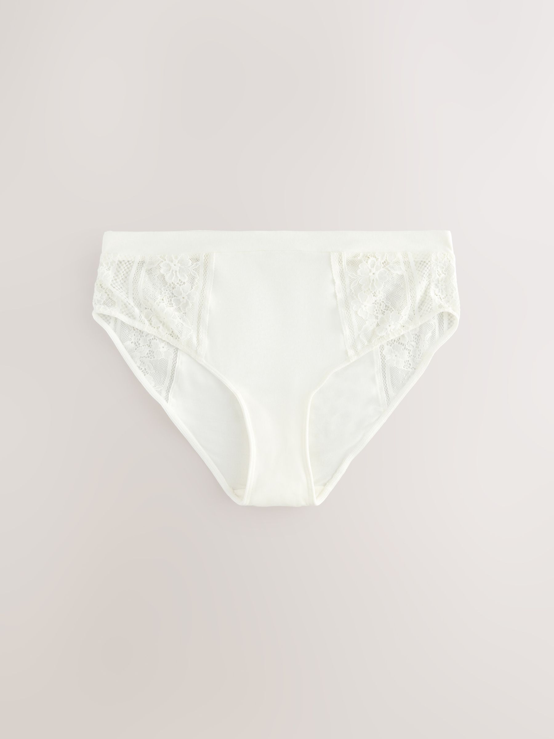 Kaki/lichtroze/crème - 3 Slipjes van modal met kant