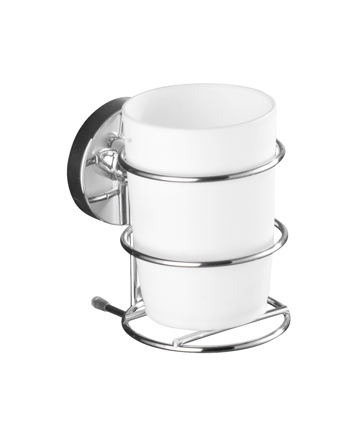 WENKO 2er-Set Vacuum-Loc Zahnputzbecher mit Halter MILAZZO - Chrom