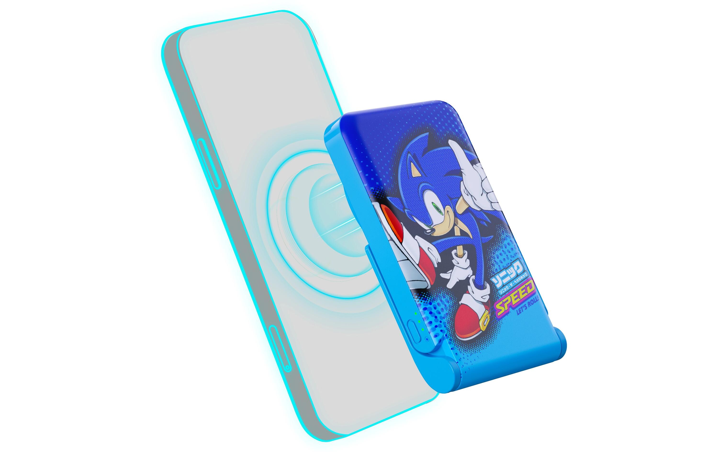 Powerbank Sonic lets roll! 5000 mAhPowerbank mit integriertem Wireless Charger und Standfuss im Sonic-Design