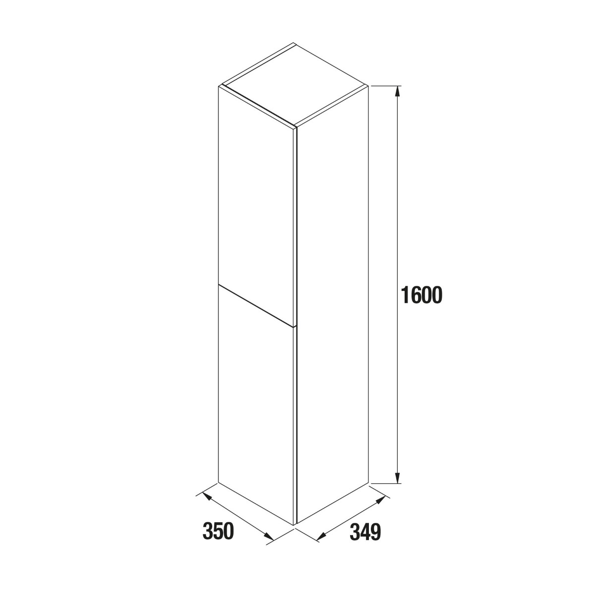 Muebles Alliance kolomkast 2 deuren 35x35x160cm mat antraciet