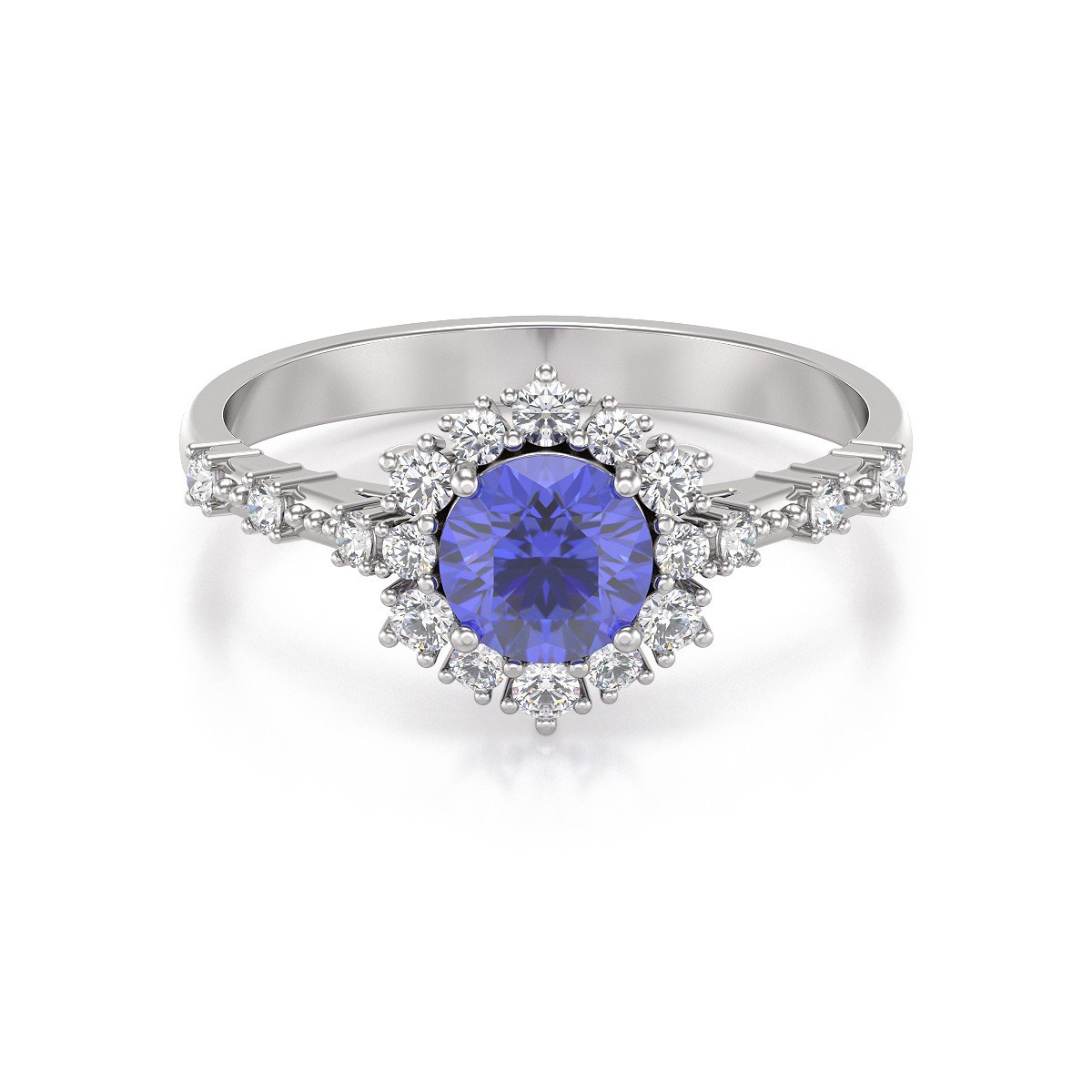 Bague ADEN Tanzanite et diamants sur Argent 925 3.25grs