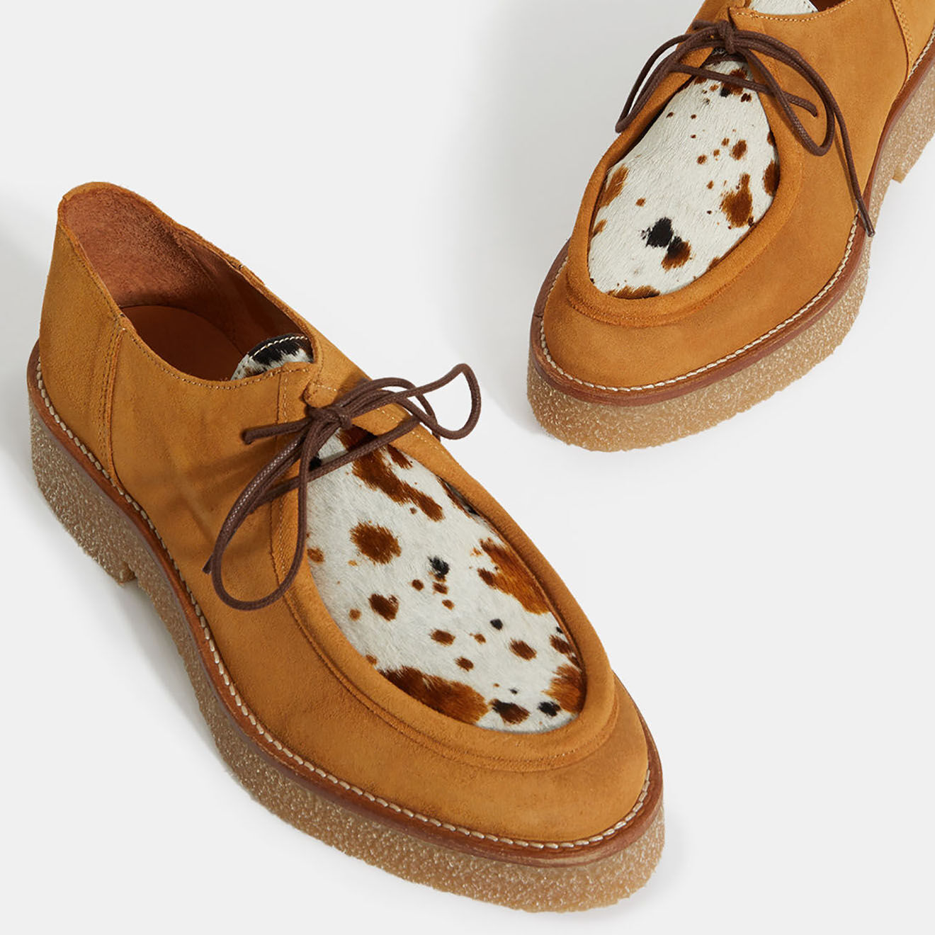 Galeries Lafayette Derbies en Cuir camel