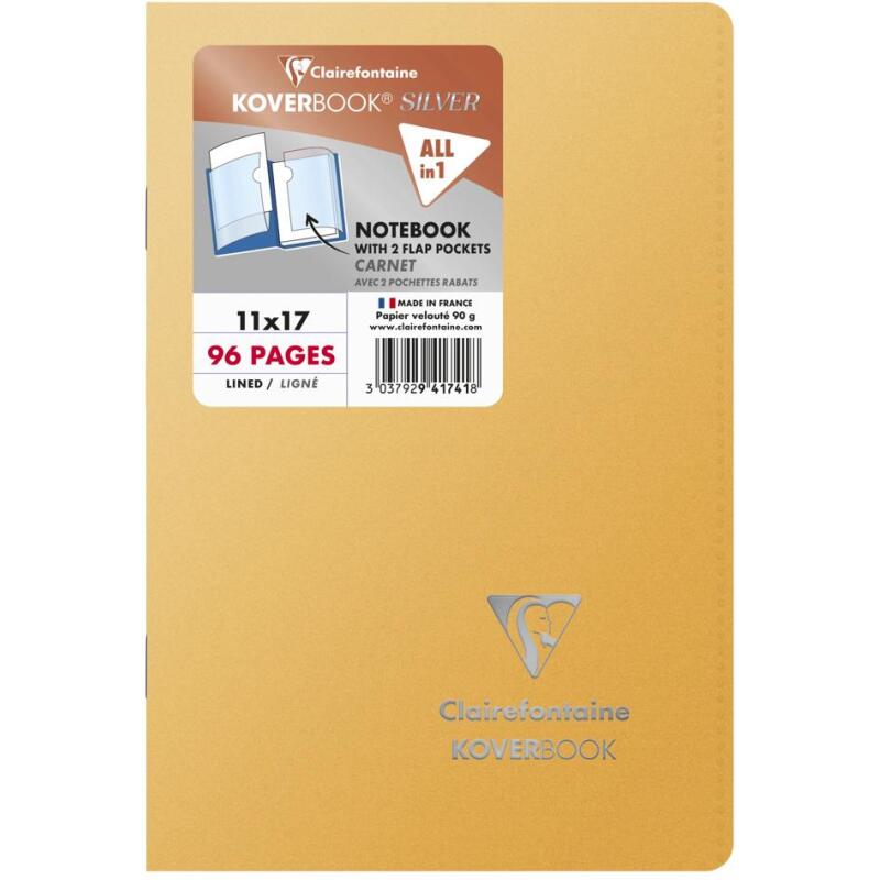 Carnet piqué Koverbook Silver 11x17 cm 96 pages ligné couverture polypropylène opaque - Assortis