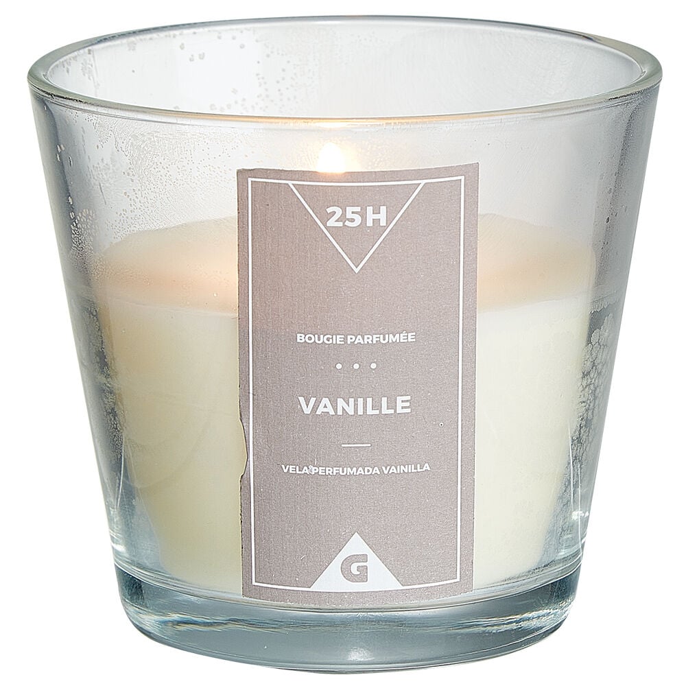 Bougie parfumée dans verre Ø 9 cm senteur vanille