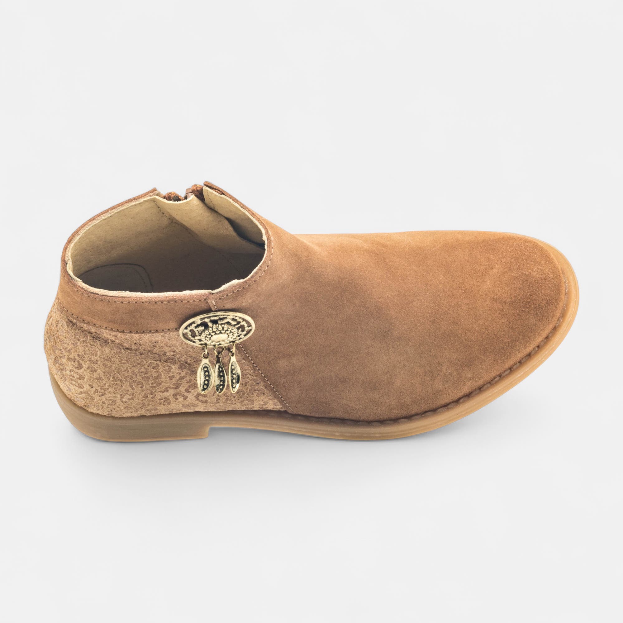 Bottines Fille en cuir cognac