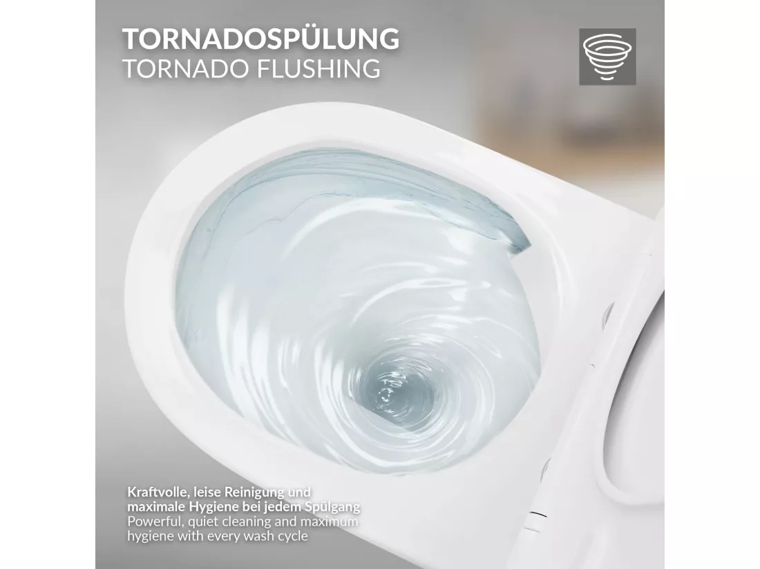 Toilette suspendu sans rebord nano-revêtement blanc Soft Close de salle de bain
