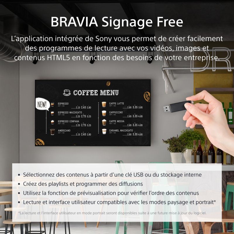 Sony FW-43EZ20L Écran d'affichage dynamique Écran plat de signalisation numérique 109,2 cm (43