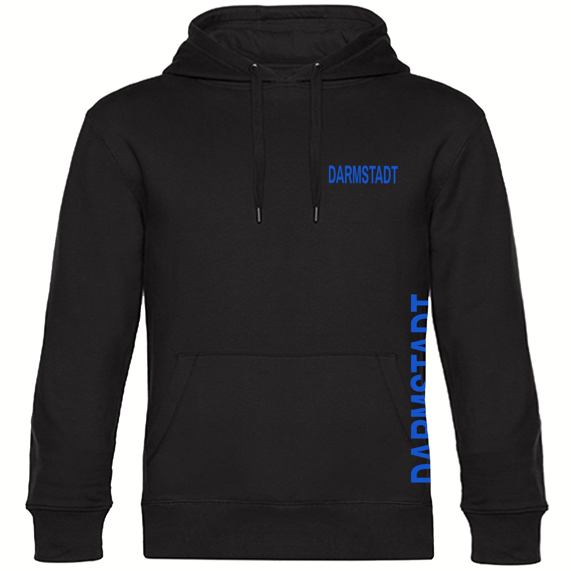 multifanshop® Kapuzen Sweatshirt - Darmstadt - Brust & Seite - Druck blau