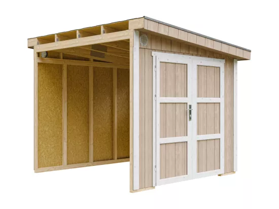 Abri de Jardin Qualité Premium 5,9 m² - H231x248x294 cm - Sans plancher e paroi latérale - Timbela M938B-TERRA BROWN